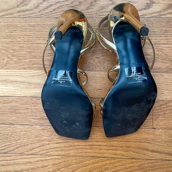 Calvin Klein Golden Heeled Sandal - 4" - Square Toe & Stunning- Size 6 - Picture 9 of 10